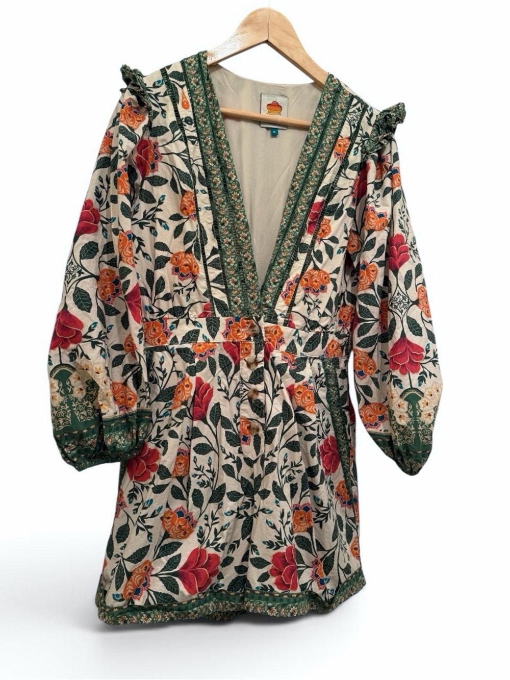Farm Rio Garden Floral Tapestry Romper Women’s Size M - Picture 6 of 11